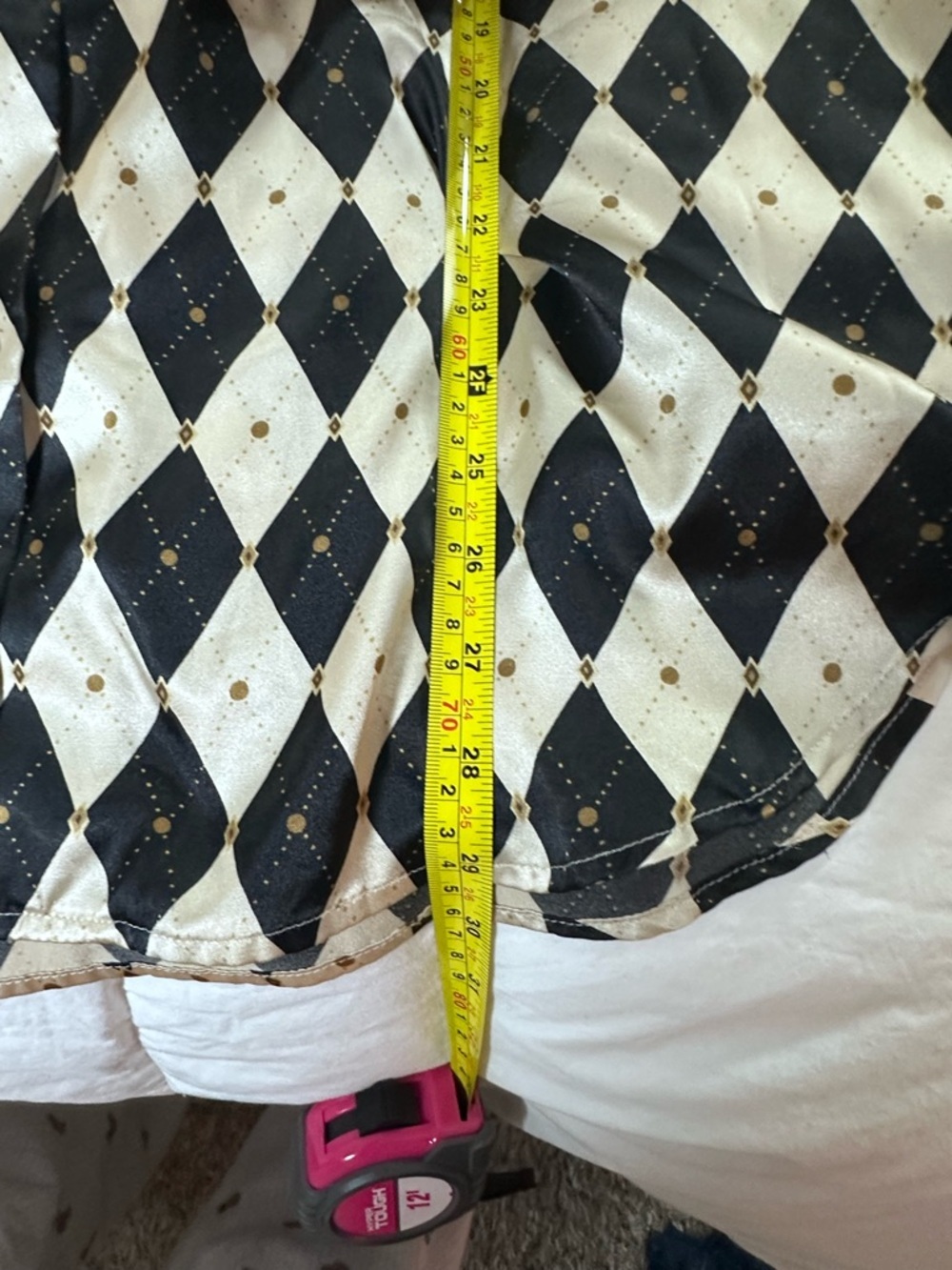 Victoria Secret Black and White Diamond Silky Night Shirt Sz M - Picture 3 of 6